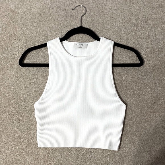 Babaton sculpt knit racer cropped tank. White. Small. Never worn. - Picture 2 of 2